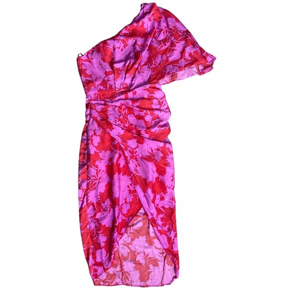 DO+BE Addicted To Love One Shoulder Midi Dress Pink & Magenta Size Small - Picture 4 of 12